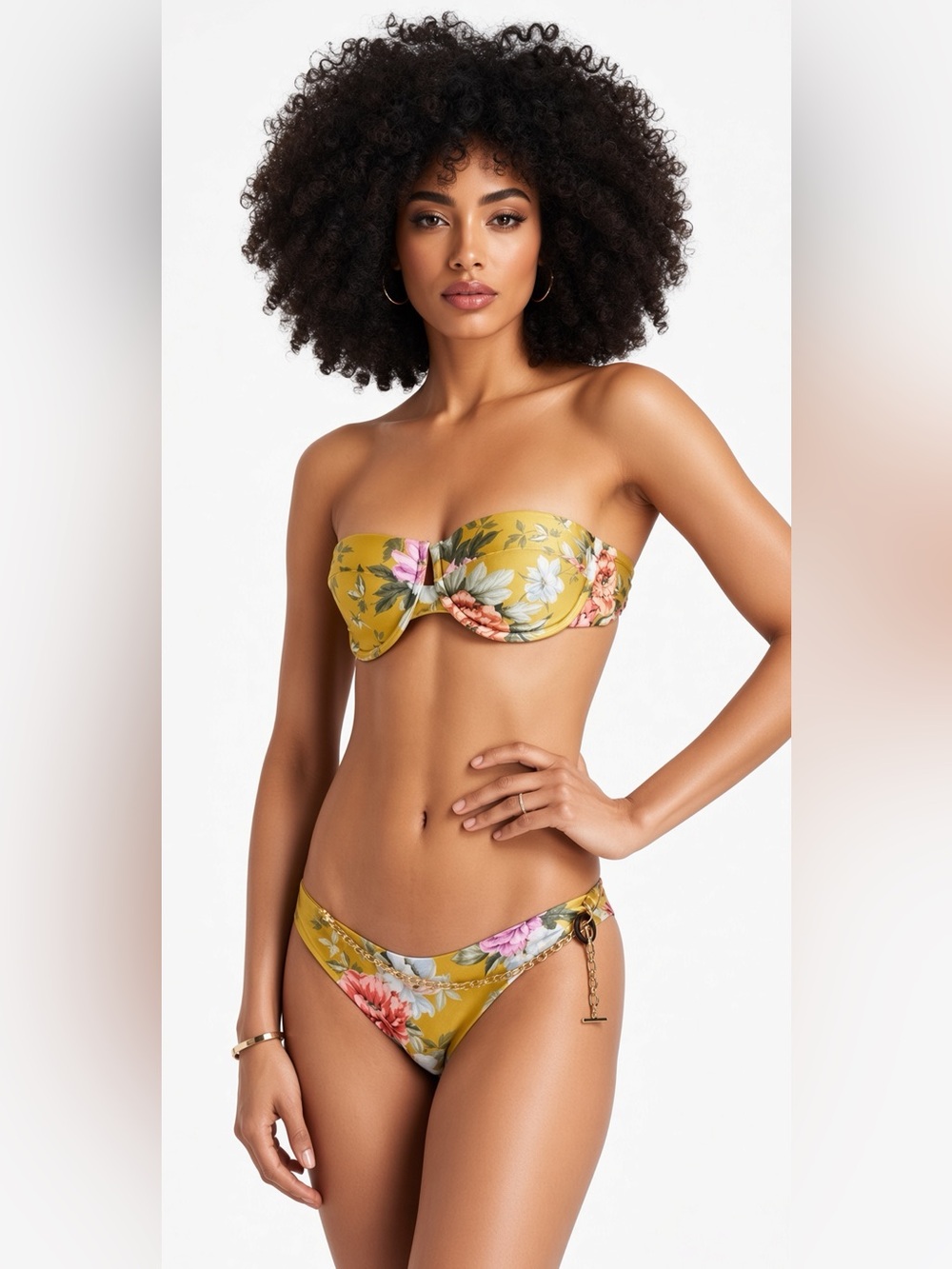 ZIMMERMANN Floral-print underwired bandeau bikini Top and bottom